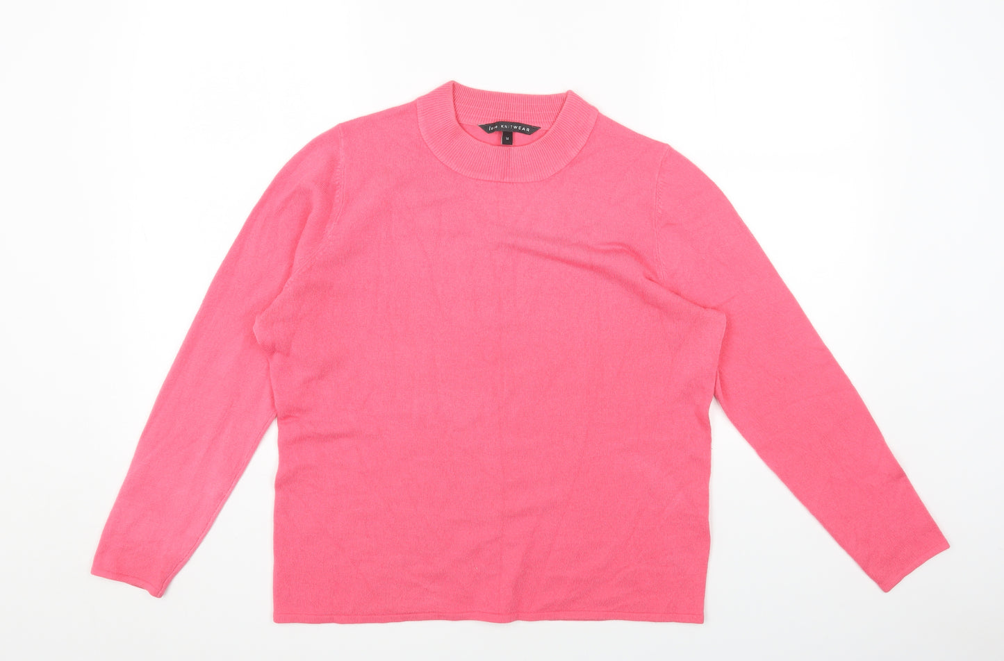 Love Knitwear Womens Pink Mock Neck Acrylic Pullover Jumper Size 14
