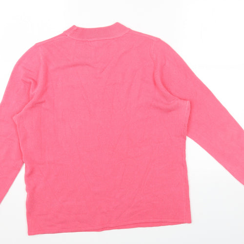 Love Knitwear Womens Pink Mock Neck Acrylic Pullover Jumper Size 14