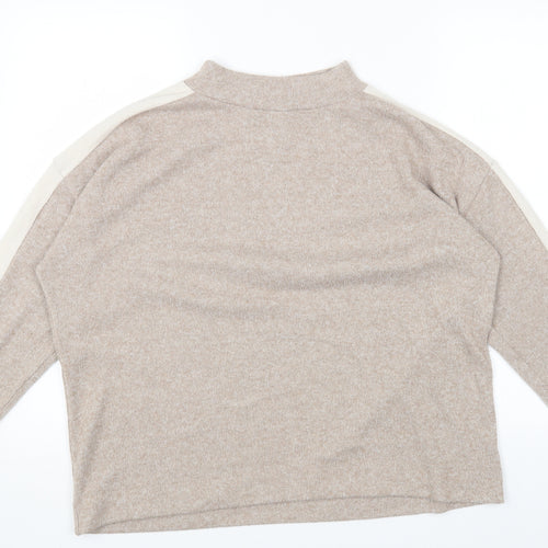 F&F Womens Beige Round Neck Acrylic Pullover Jumper Size 14