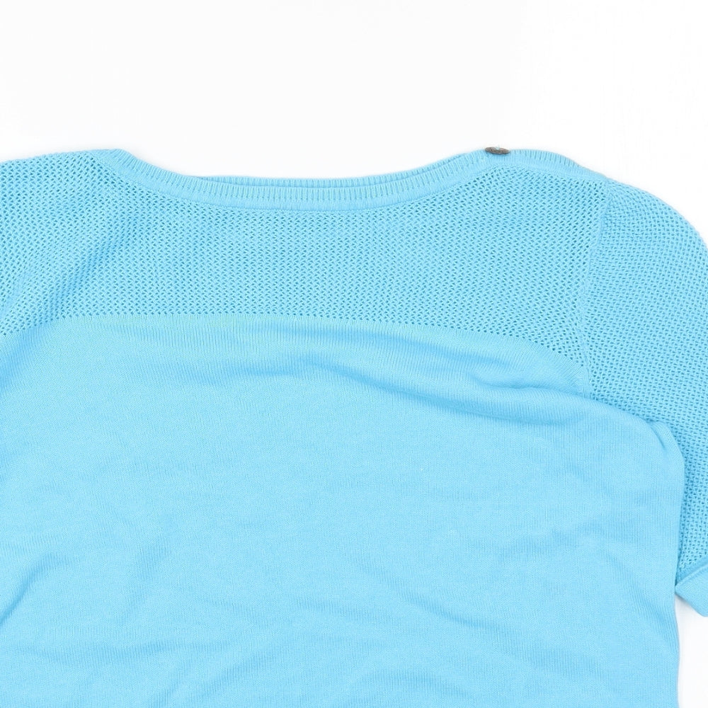 Damart Womens Blue Round Neck Cotton Pullover Jumper Size 14 - Size 14-16