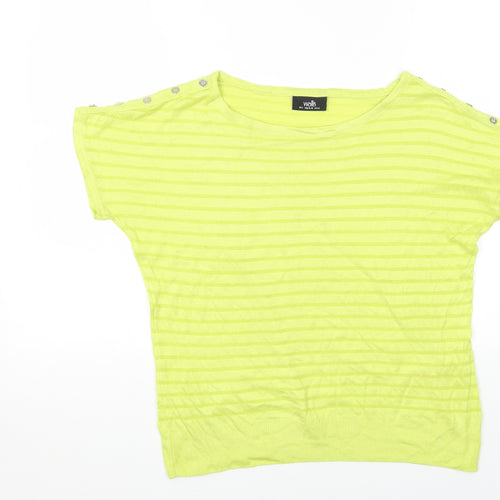 Wallis Womens Green Viscose Basic T-Shirt Size S Round Neck