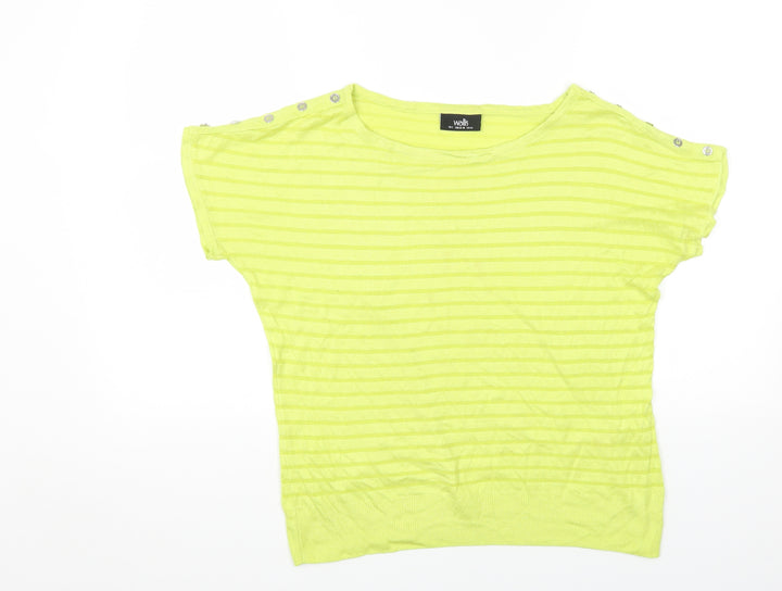 Wallis Womens Green Viscose Basic T-Shirt Size S Round Neck