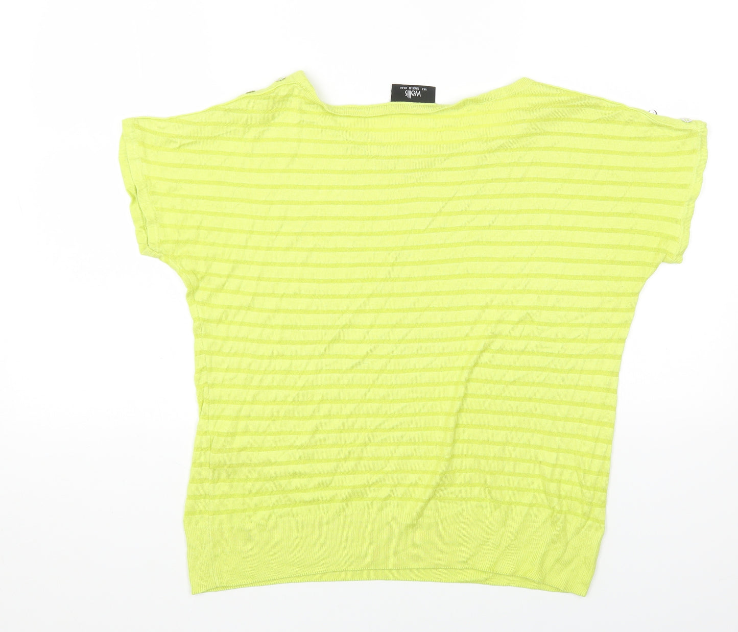 Wallis Womens Green Viscose Basic T-Shirt Size S Round Neck