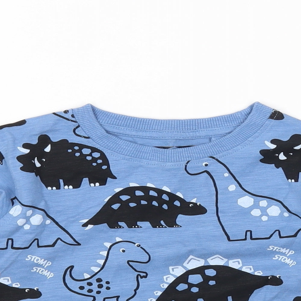 NEXT Boys Blue Round Neck Cotton Pullover Jumper Size 2-3 Years Pullover - Dinosaur