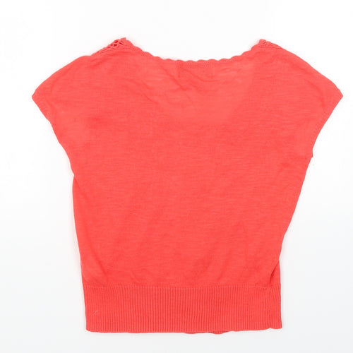 Monsoon Womens Pink Round Neck Cotton Cardigan Jumper Size XS