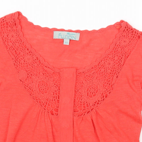 Monsoon Womens Pink Round Neck Cotton Cardigan Jumper Size XS