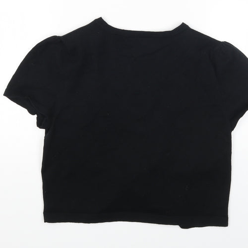 George Womens Black Round Neck Cotton Cardigan Jumper Size 12
