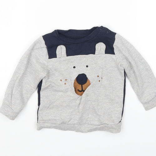 PEP&CO Baby Grey Cotton Pullover Jumper Size 9-12 Months Pullover