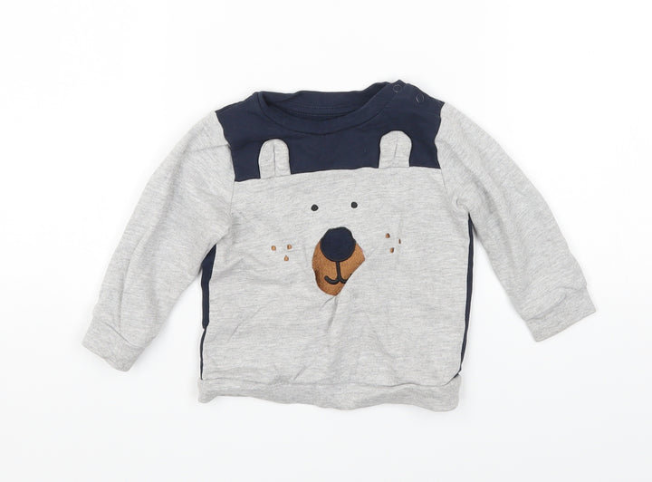 PEP&CO Baby Grey Cotton Pullover Jumper Size 9-12 Months Pullover