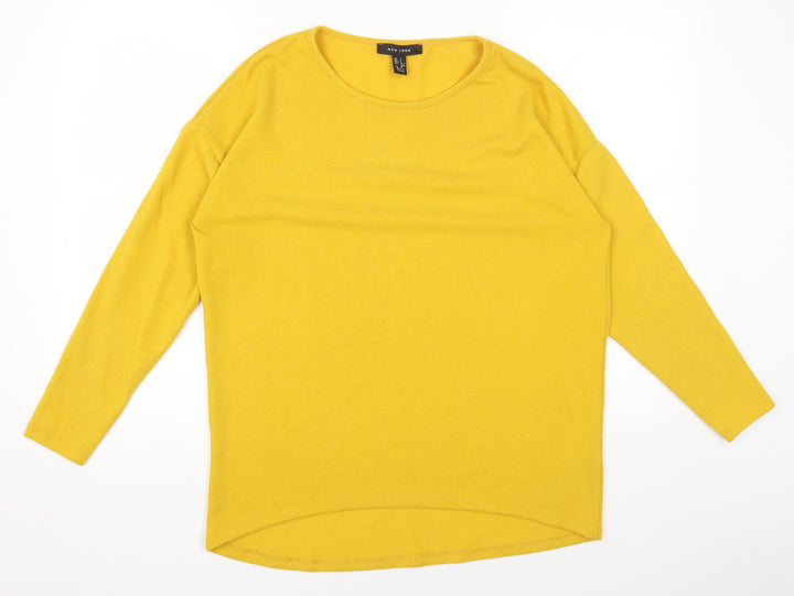 New Look Womens Yellow Round Neck Polyester Pullover Jumper Size S