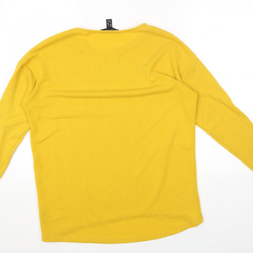 New Look Womens Yellow Round Neck Polyester Pullover Jumper Size S