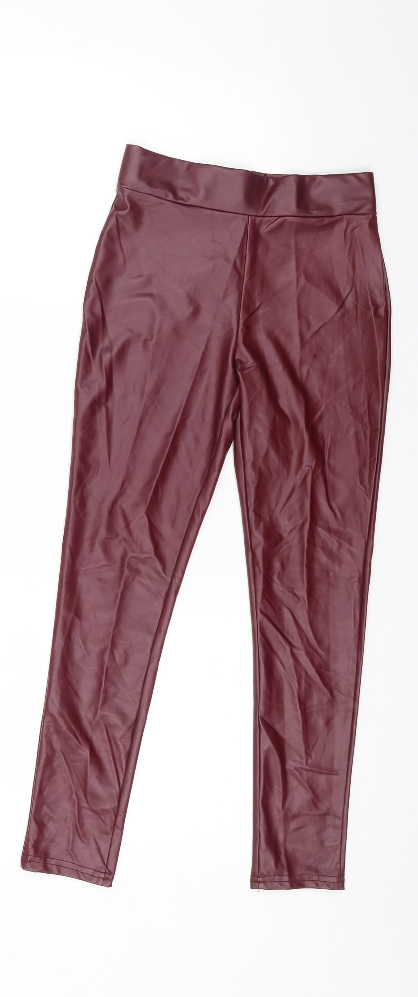 Primark Girls Red Polyester Jegging Trousers Size 9-10 Years L20 in Regular Pullover - Faux Leather