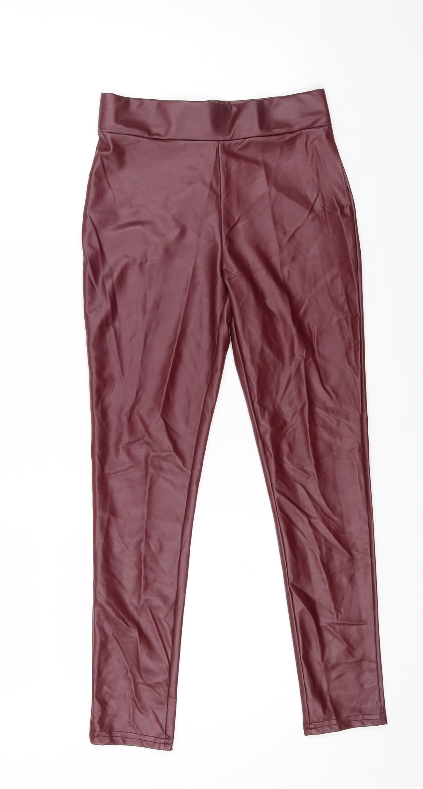 Primark Girls Red Polyester Jegging Trousers Size 9-10 Years L20 in Regular Pullover - Faux Leather