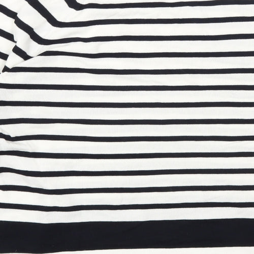 H&M Womens White Round Neck Striped Viscose Pullover Jumper Size M