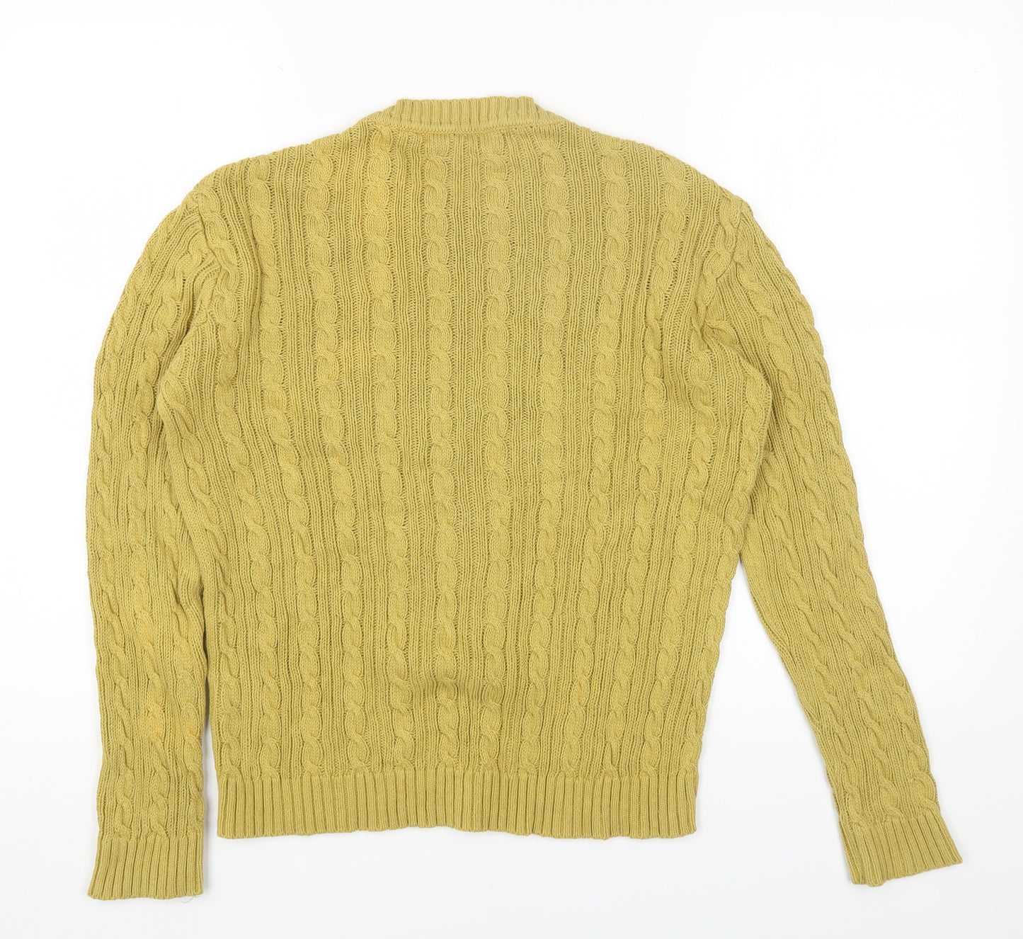 Tru Collection Womens Yellow Round Neck Cotton Pullover Jumper Size S