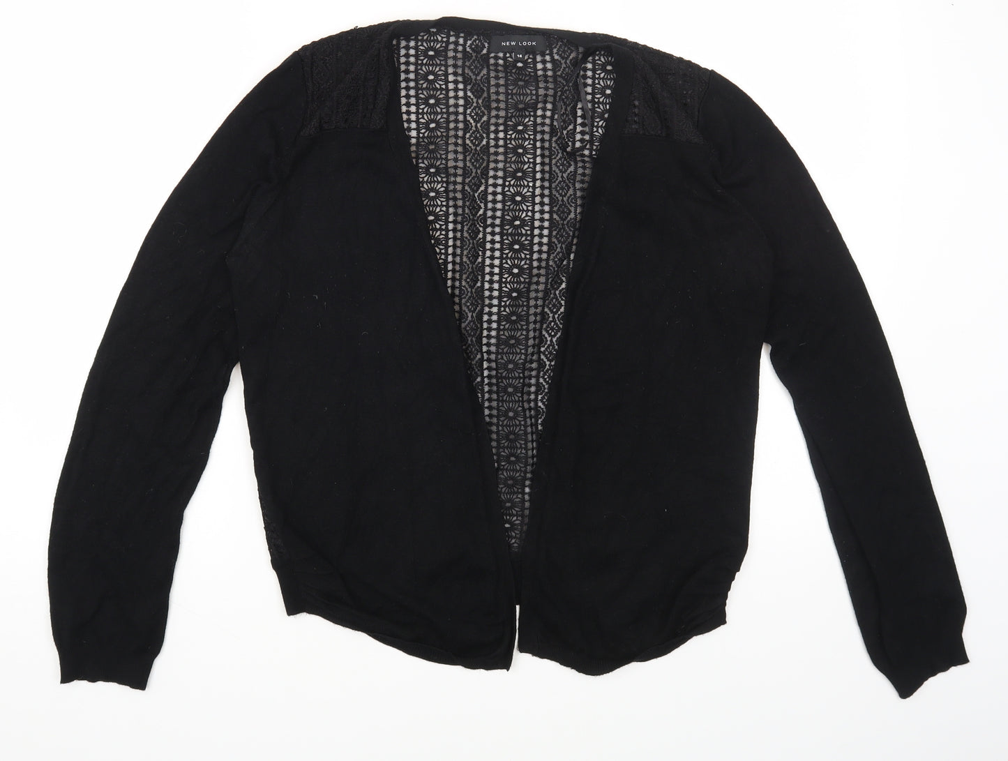 New Look Womens Black V-Neck Viscose Cardigan Jumper Size 14