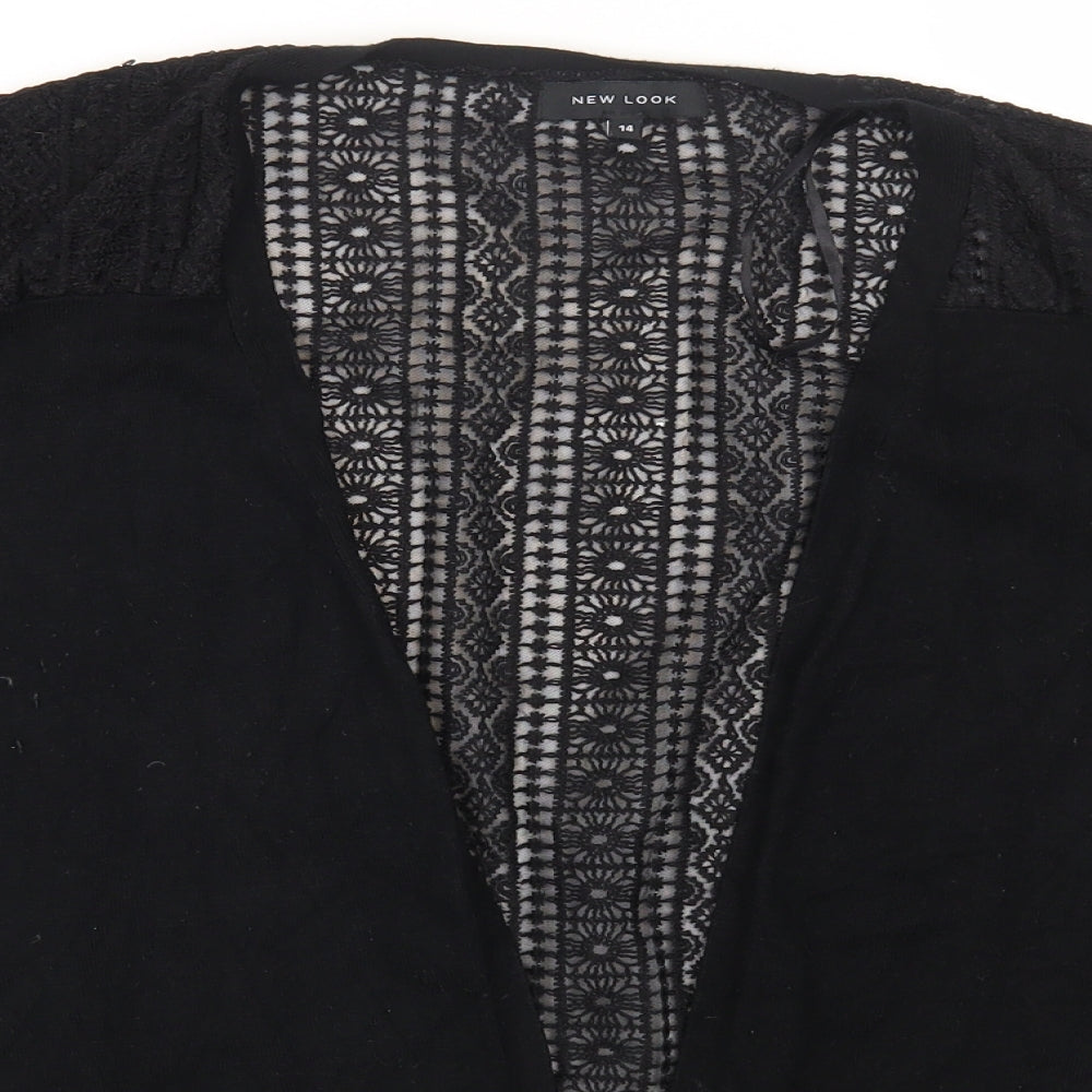 New Look Womens Black V-Neck Viscose Cardigan Jumper Size 14