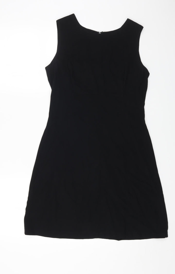Country Road Womens Black Polyester A-Line Size 8 Boat Neck Zip