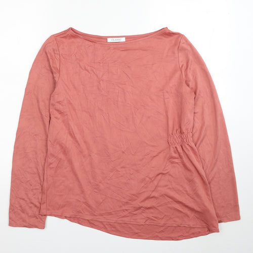 Classic Womens Pink Modal Basic T-Shirt Size 14 Boat Neck - Asymmetric