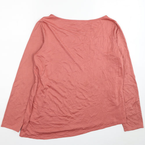 Classic Womens Pink Modal Basic T-Shirt Size 14 Boat Neck - Asymmetric