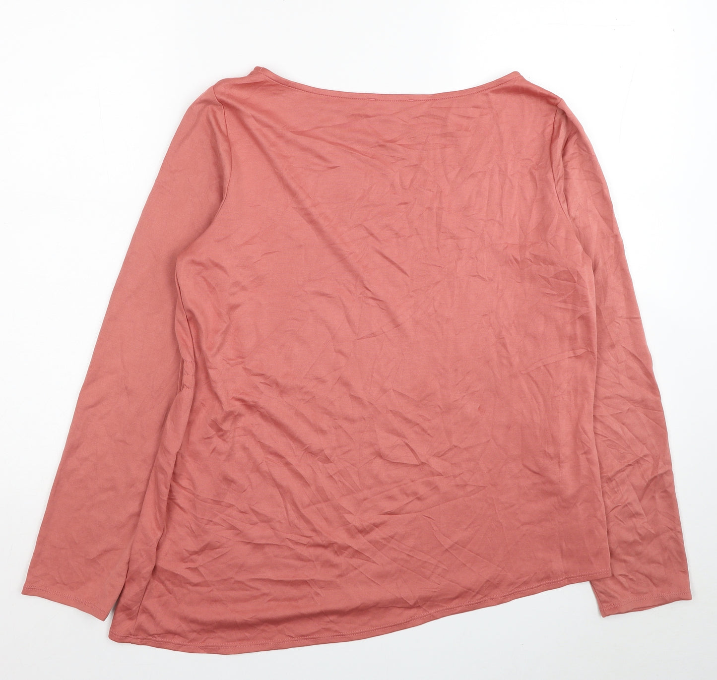 Classic Womens Pink Modal Basic T-Shirt Size 14 Boat Neck - Asymmetric