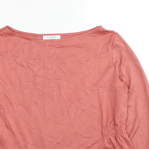 Classic Womens Pink Modal Basic T-Shirt Size 14 Boat Neck - Asymmetric