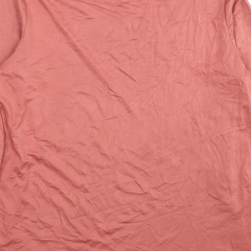 Classic Womens Pink Modal Basic T-Shirt Size 14 Boat Neck - Asymmetric