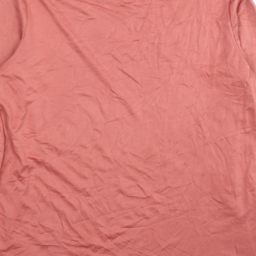 Classic Womens Pink Modal Basic T-Shirt Size 14 Boat Neck - Asymmetric