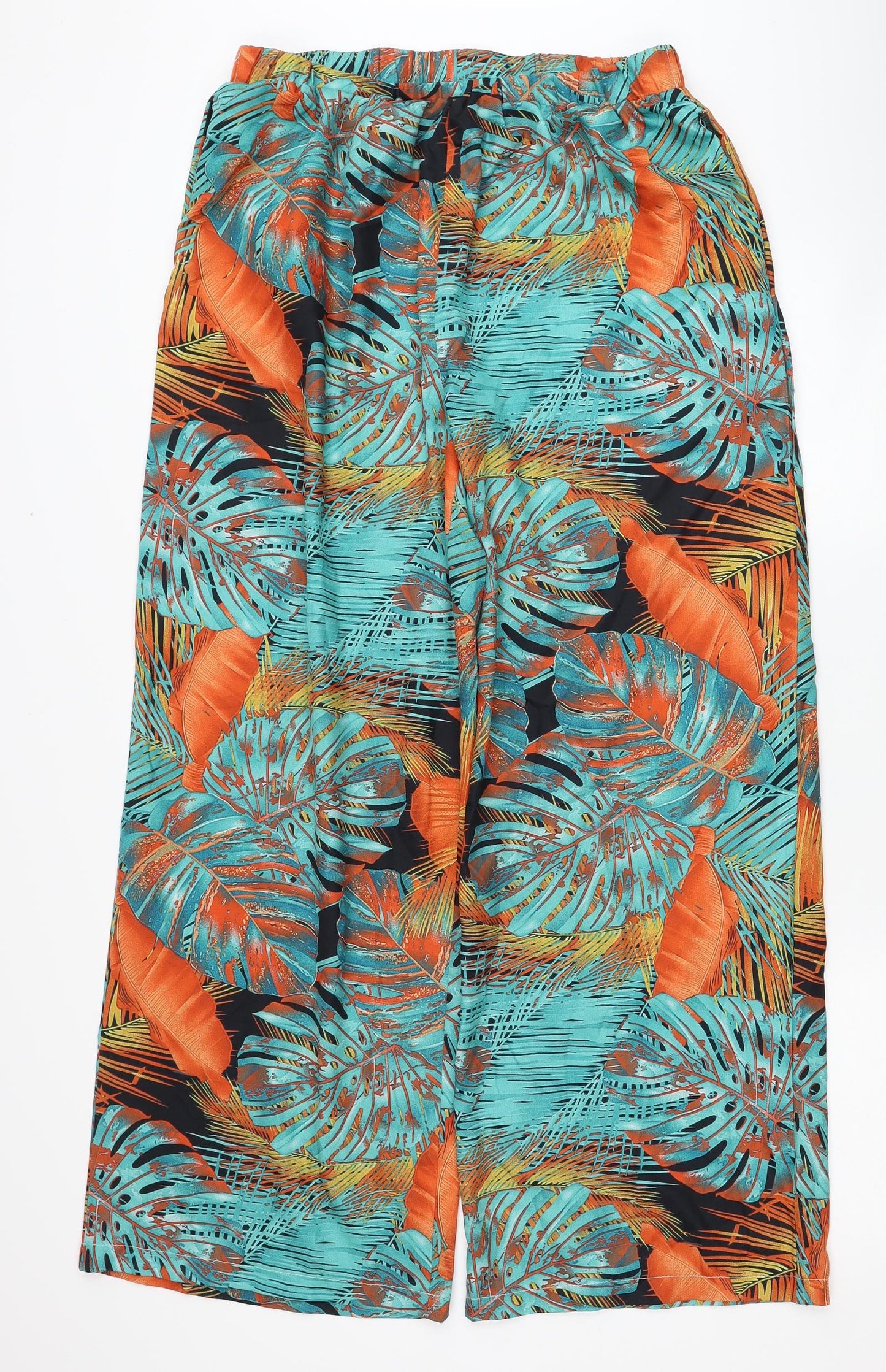 SheIn Womens Blue Floral Polyester Trousers Size XL L28 in Regular