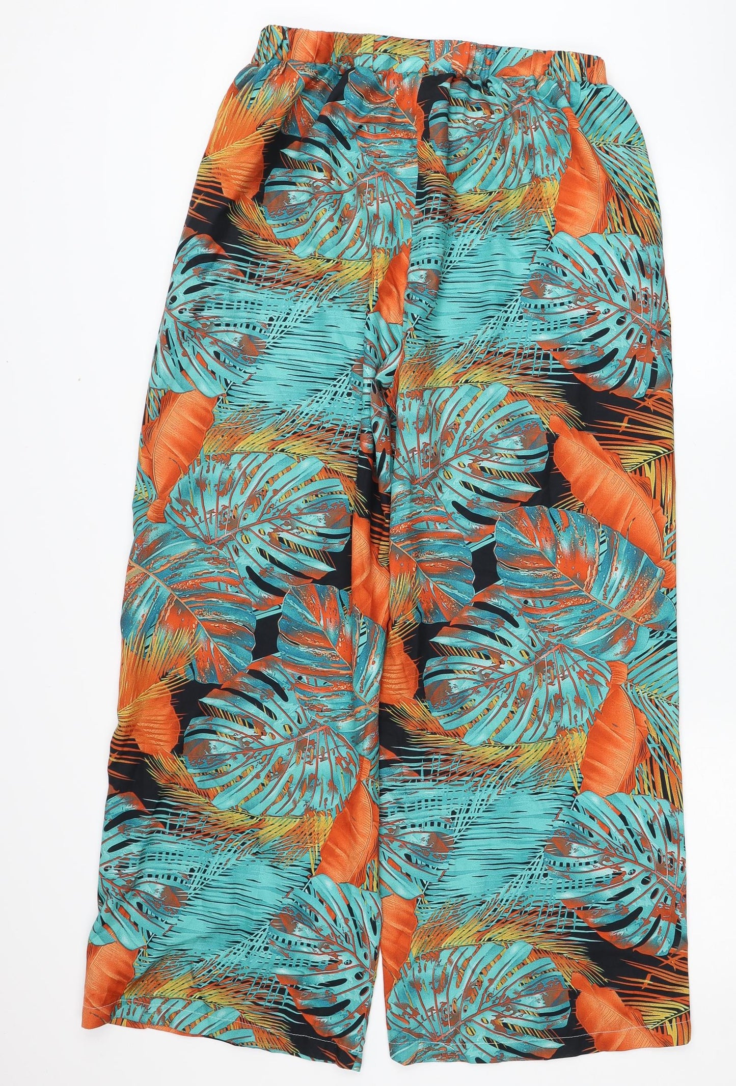 SheIn Womens Blue Floral Polyester Trousers Size XL L28 in Regular