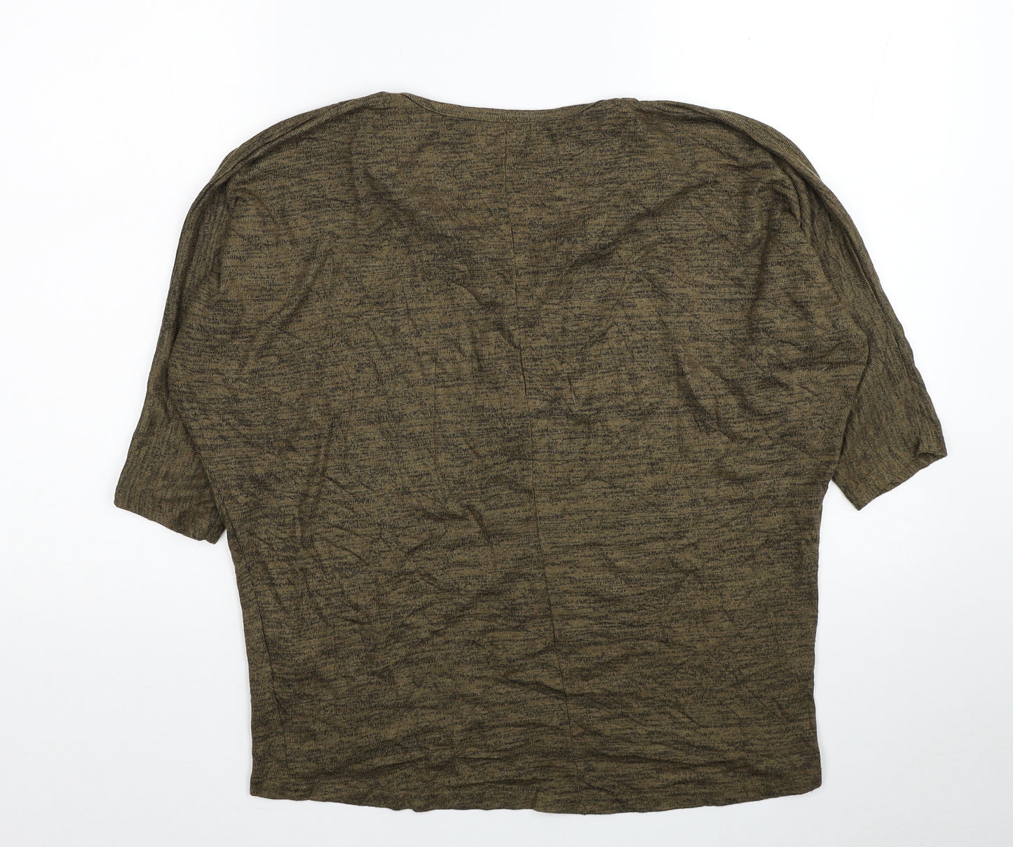 New Look Womens Green Viscose Basic T-Shirt Size S V-Neck
