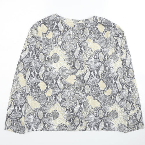 Marks and Spencer Womens Grey Round Neck Animal Print Viscose Pullover Jumper Size 16 - Snake Pattern