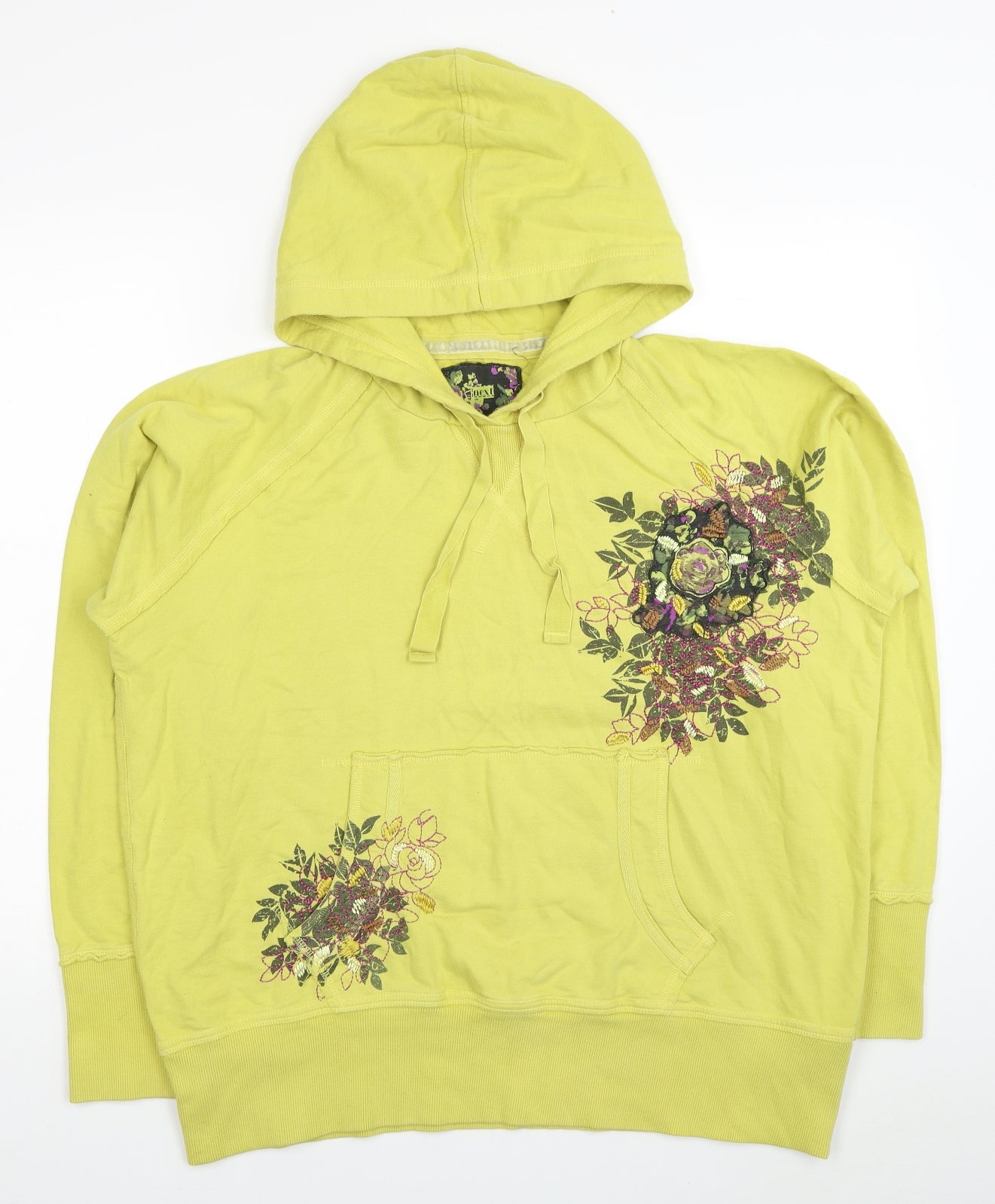NEXT Womens Yellow Cotton Pullover Hoodie Size 20 Pullover - Flowers