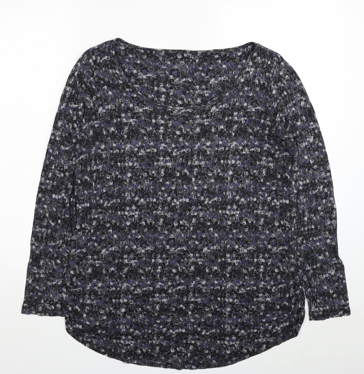 Marks and Spencer Womens Black Geometric Viscose Basic T-Shirt Size 18 Scoop Neck
