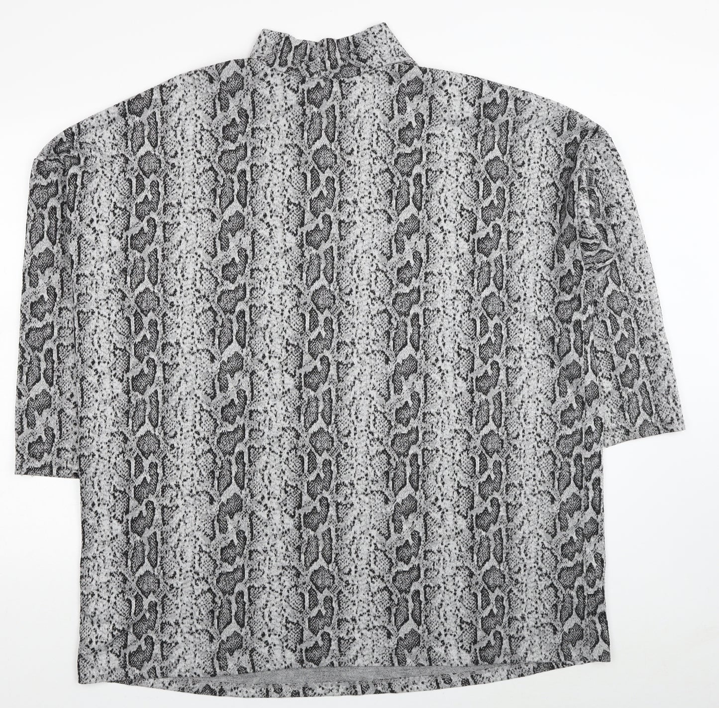 F&F Womens Grey Mock Neck Animal Print Polyester Tunic Jumper Size 22 - Snake Pattern