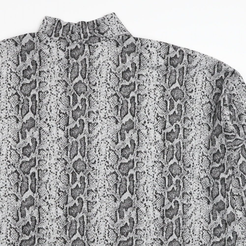 F&F Womens Grey Mock Neck Animal Print Polyester Tunic Jumper Size 22 - Snake Pattern
