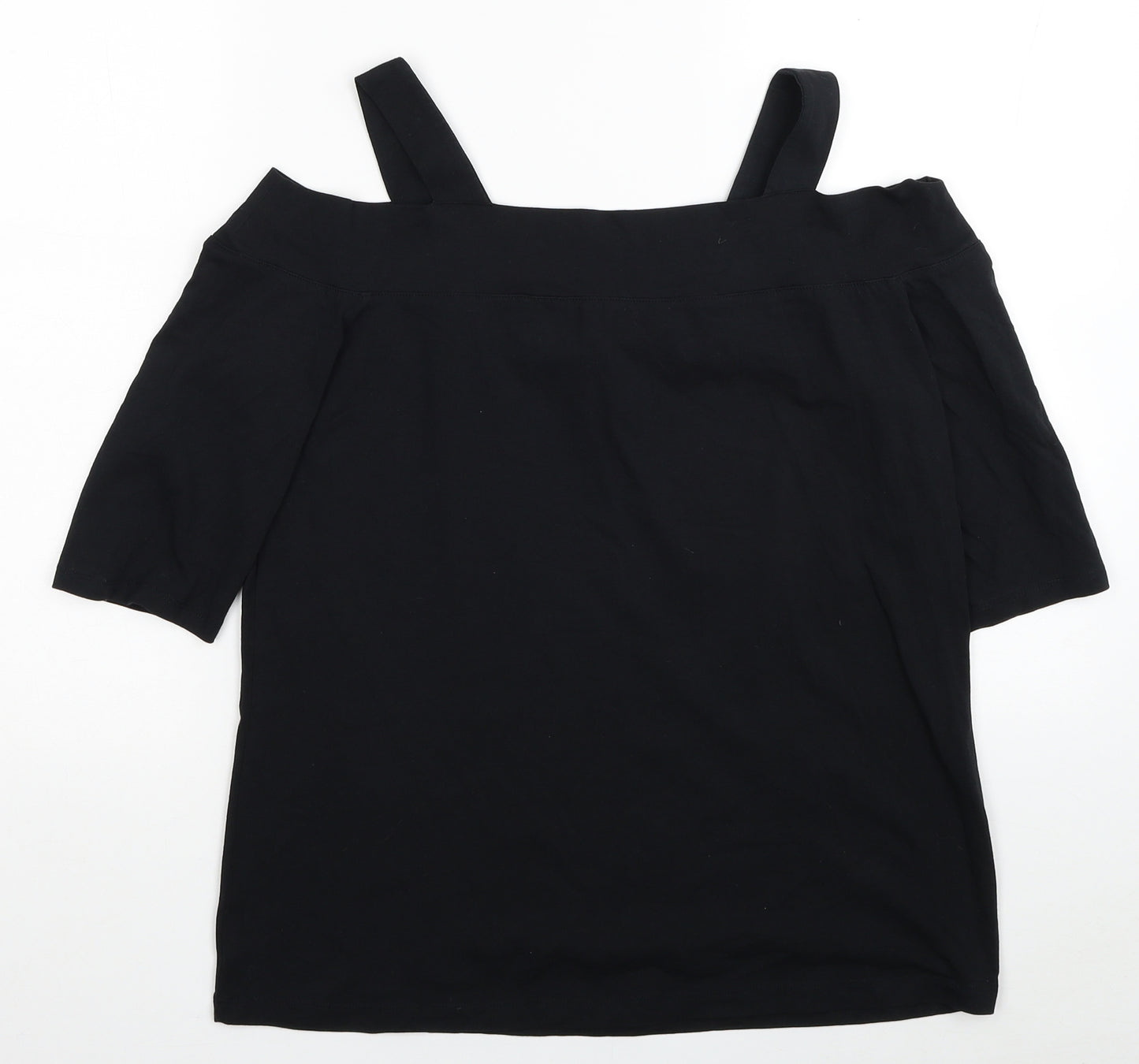 F&F Womens Black Viscose Basic T-Shirt Size 16 Off the Shoulder