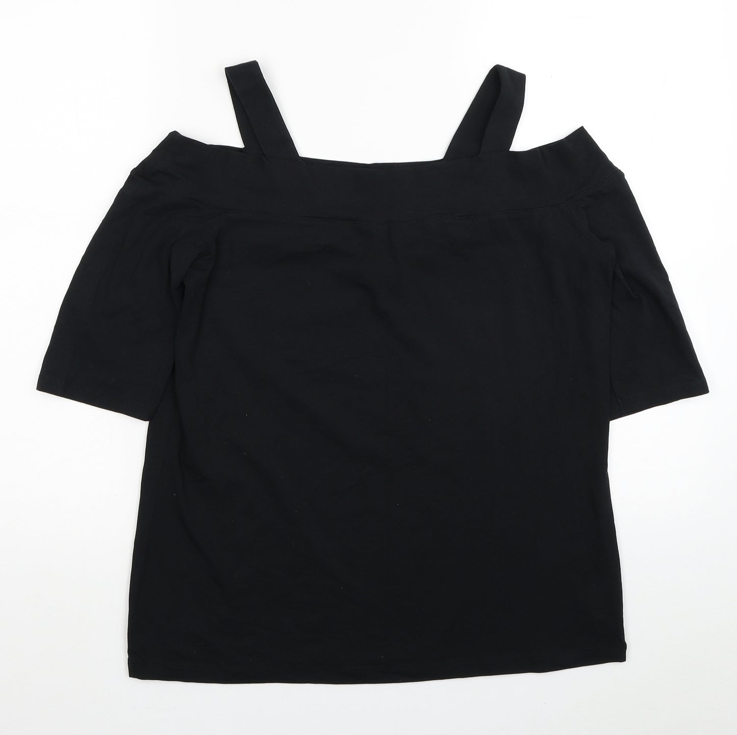 F&F Womens Black Viscose Basic T-Shirt Size 16 Off the Shoulder