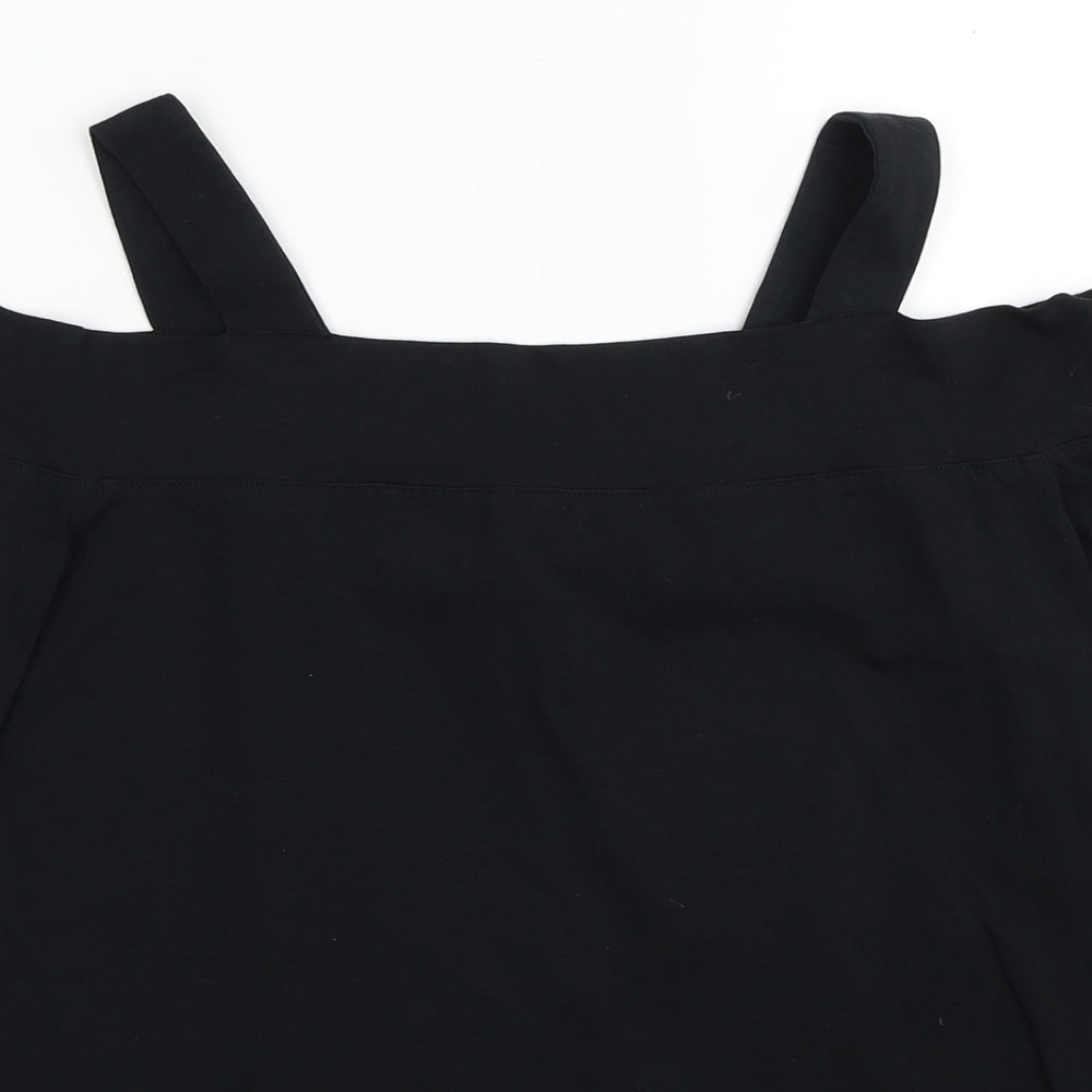 F&F Womens Black Viscose Basic T-Shirt Size 16 Off the Shoulder