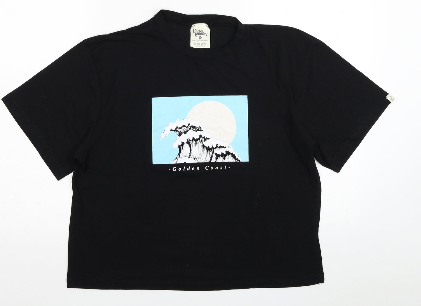 Dirtee Laundry Womens Black Cotton Basic T-Shirt Size XL Round Neck - Golden Coast