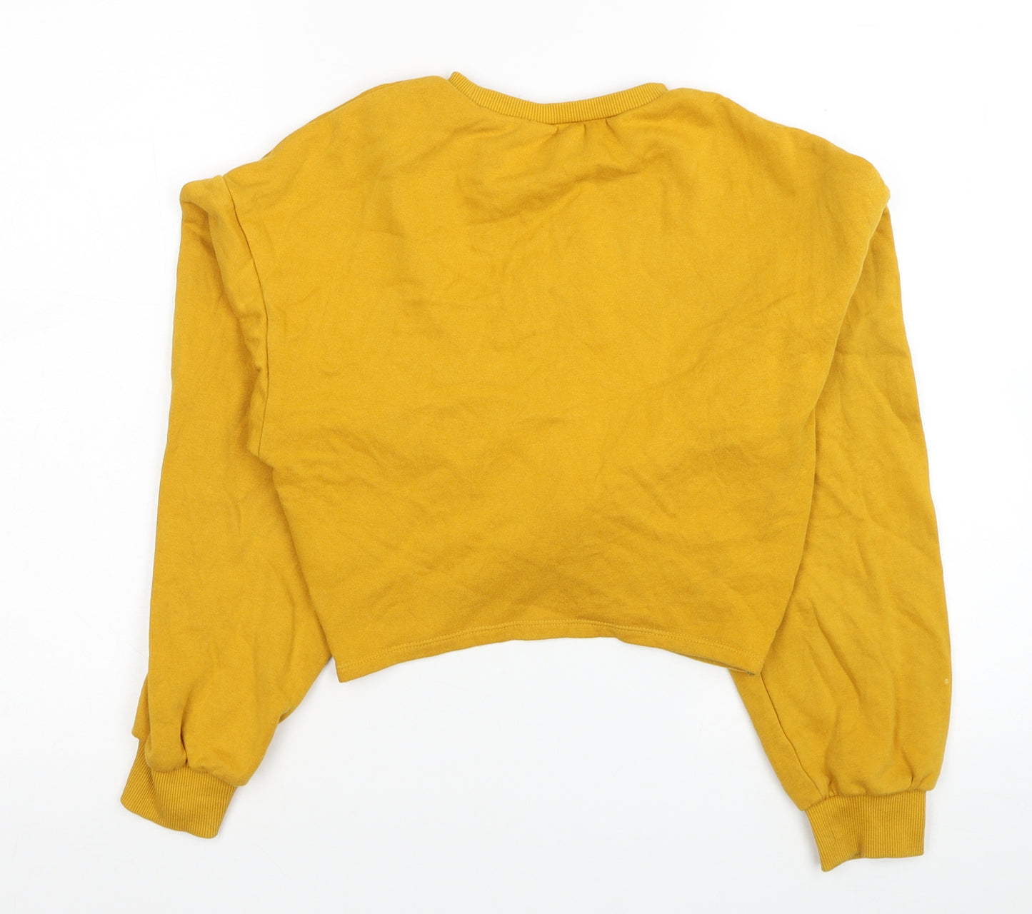 Divided by H&M Womens Yellow Cotton Pullover Sweatshirt Size XS Pullover - Cropped Knot Detail