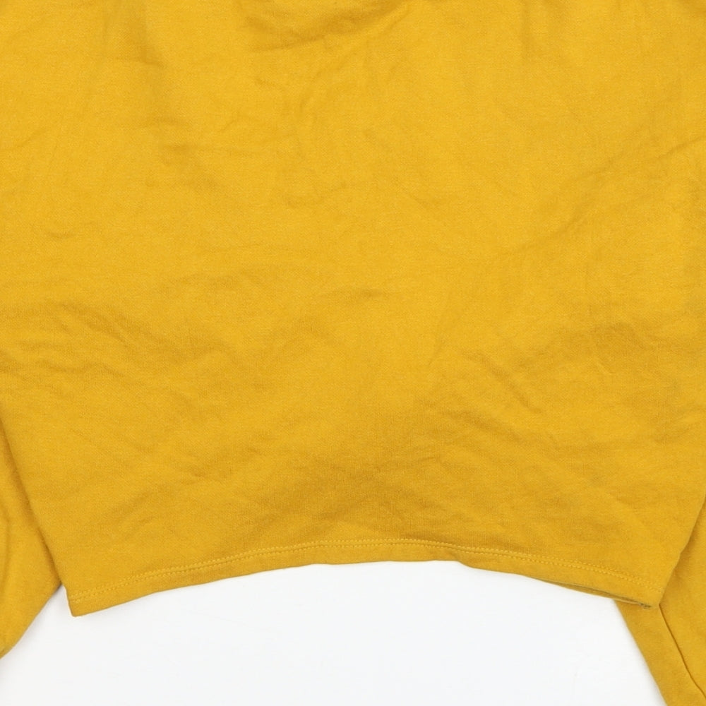 Divided by H&M Womens Yellow Cotton Pullover Sweatshirt Size XS Pullover - Cropped Knot Detail