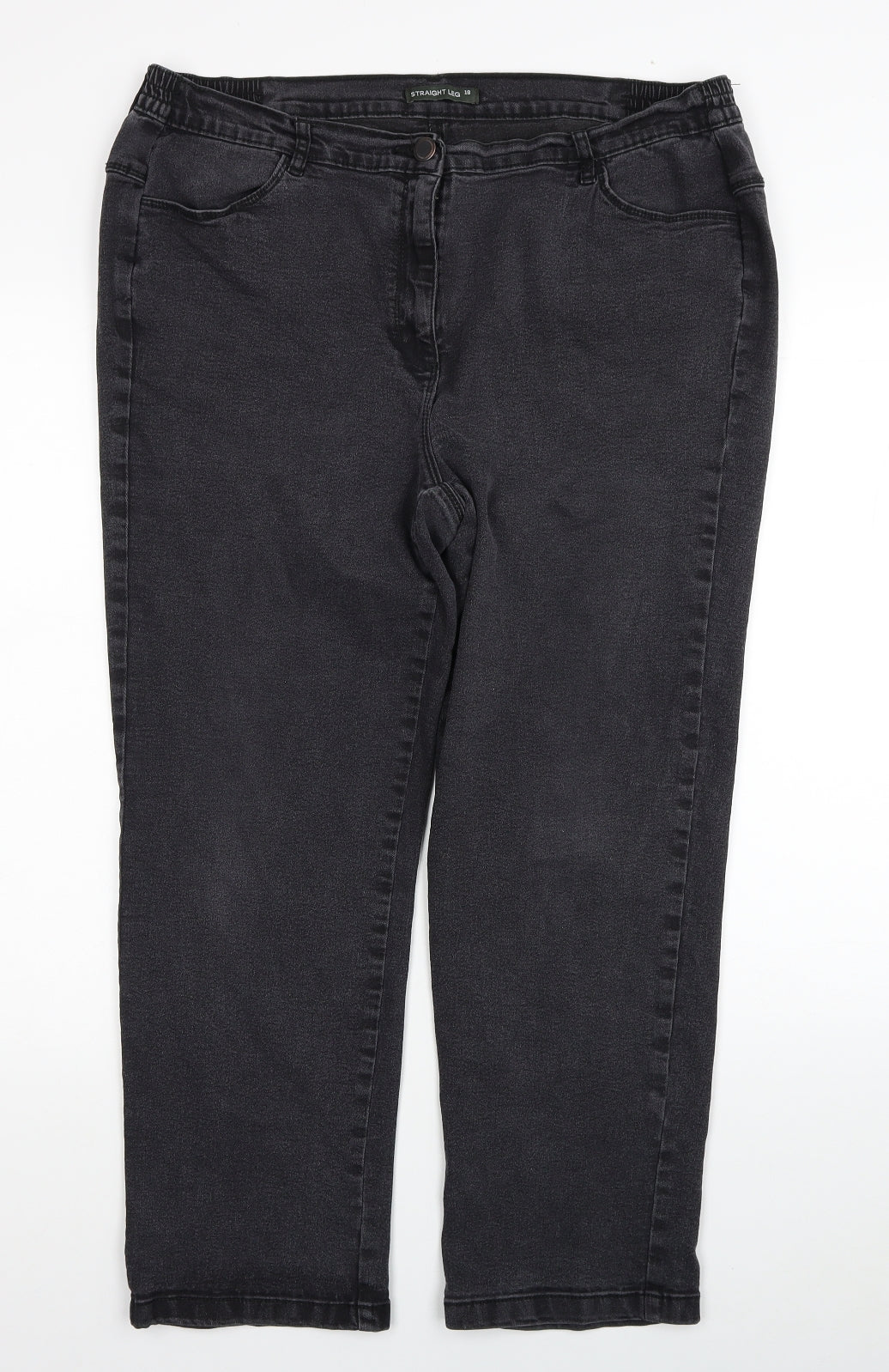 Bonmarché Womens Black Cotton Straight Jeans Size 18 L25 in Regular Zip
