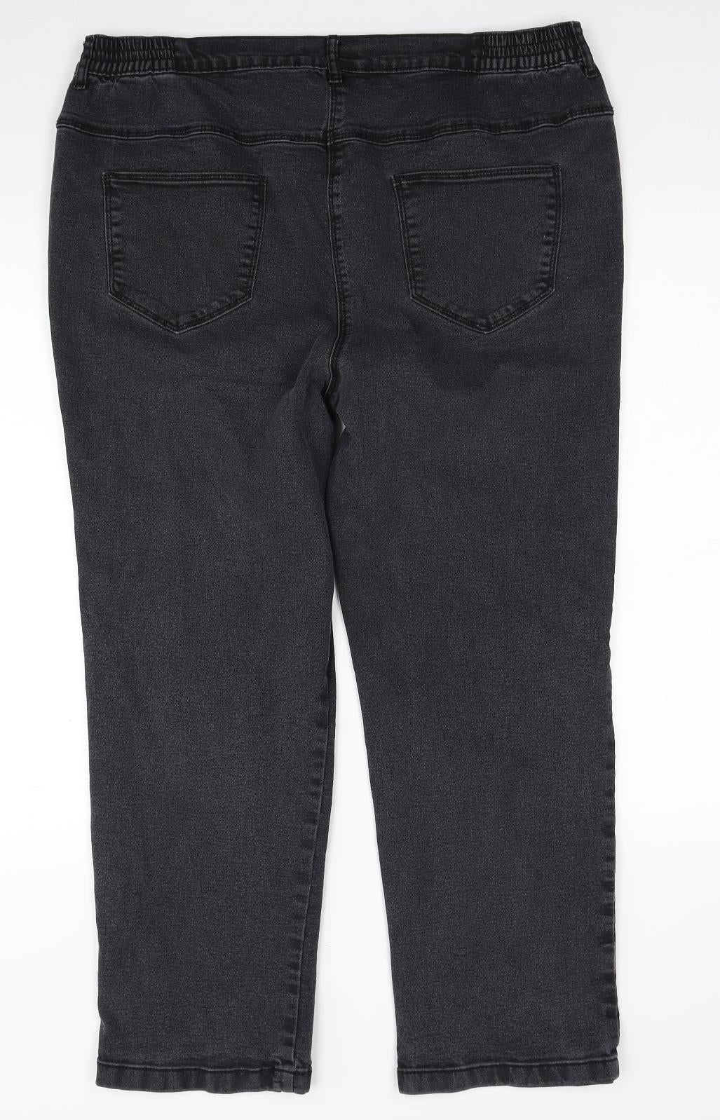Bonmarché Womens Black Cotton Straight Jeans Size 18 L25 in Regular Zip