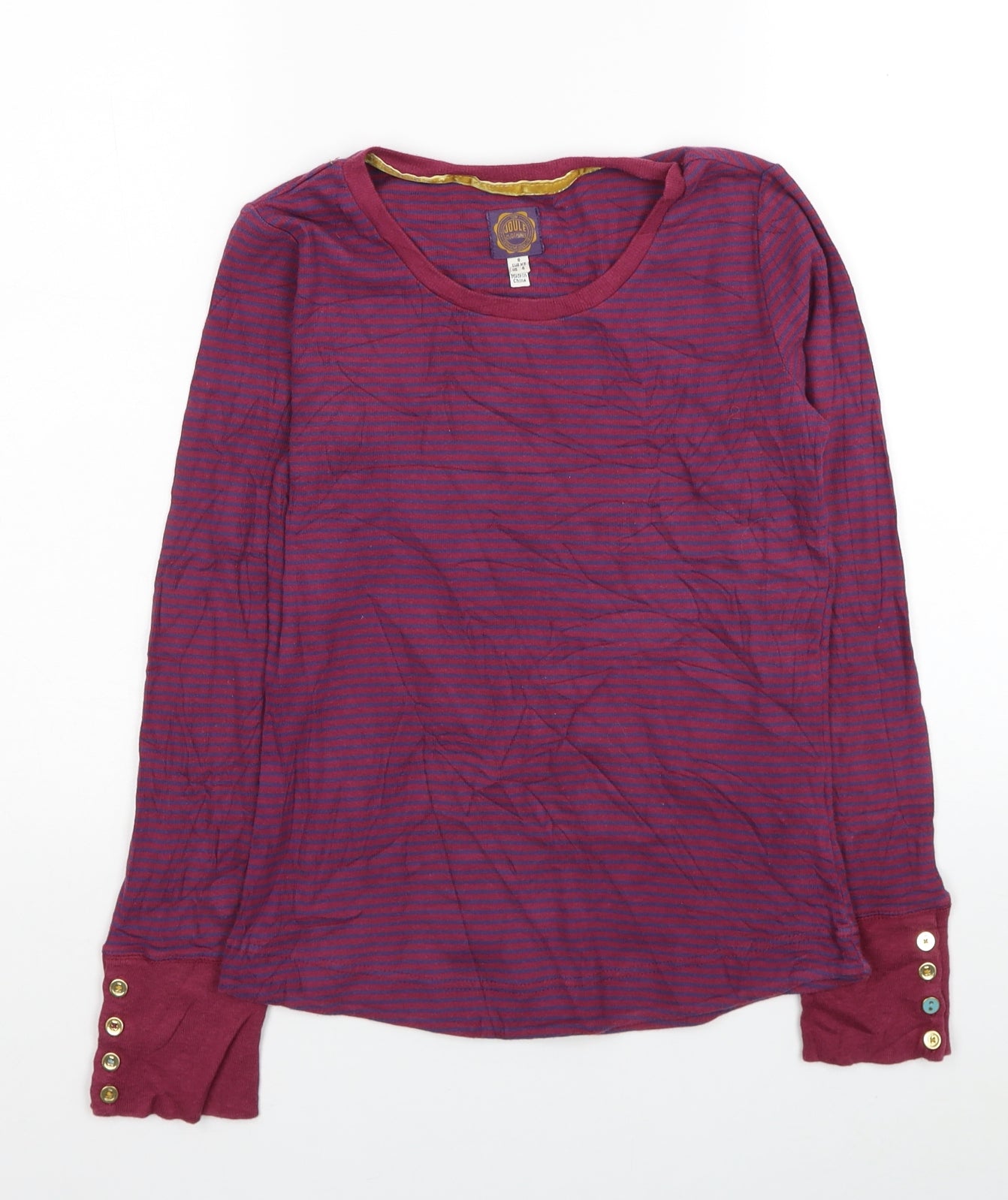 Joules Womens Purple Striped Cotton Pullover Sweatshirt Size 8 Pullover