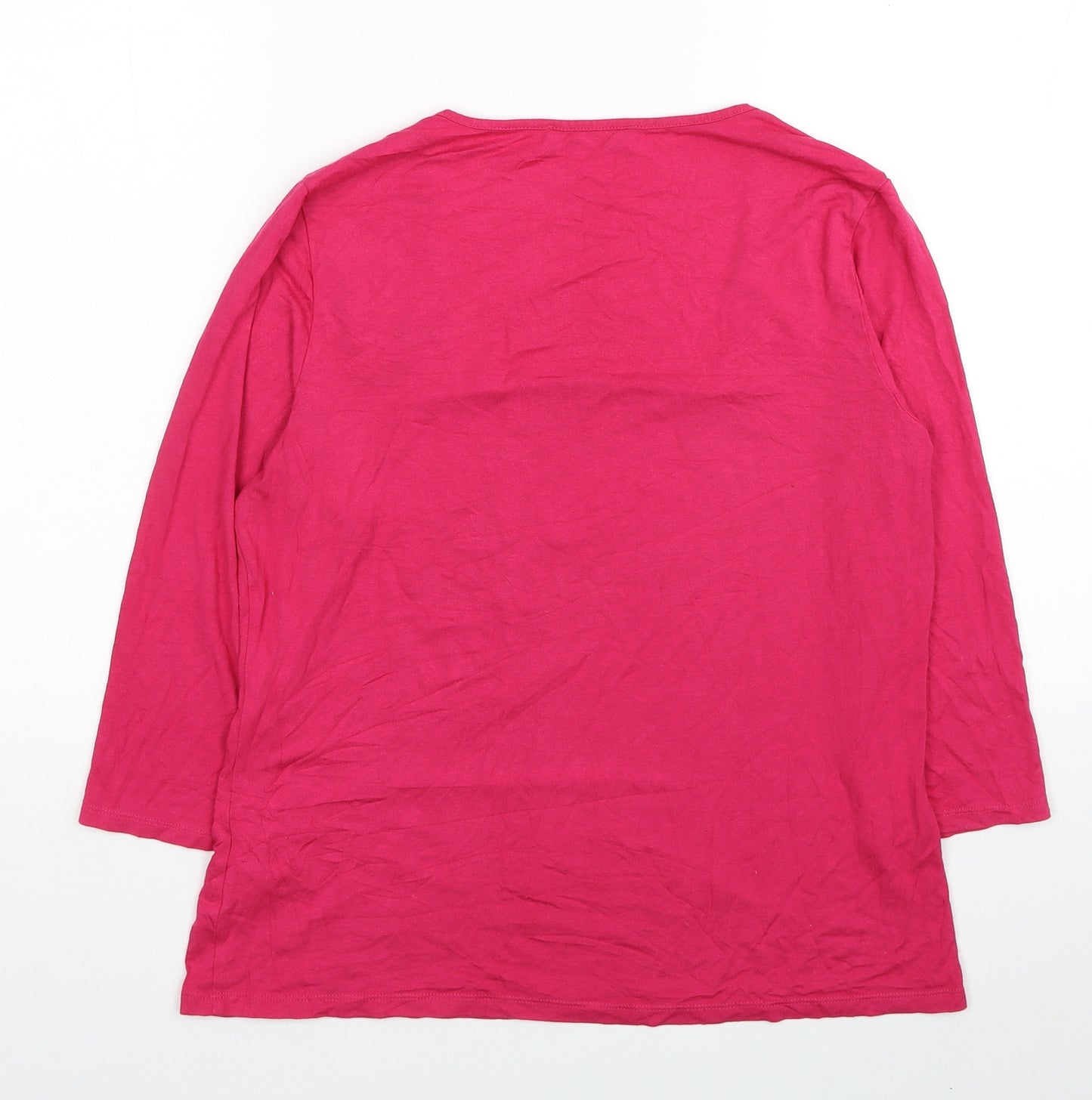 Marks and Spencer Womens Pink Viscose Basic T-Shirt Size 14 Square Neck