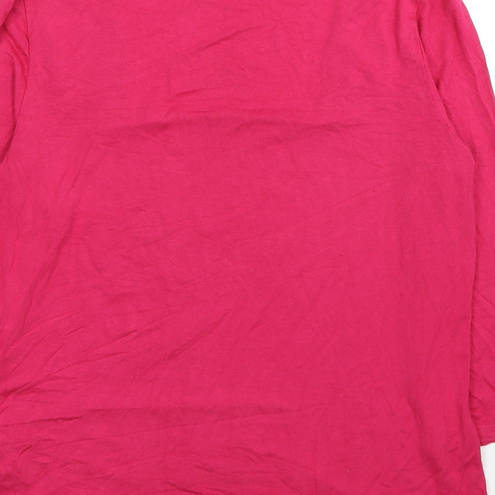 Marks and Spencer Womens Pink Viscose Basic T-Shirt Size 14 Square Neck