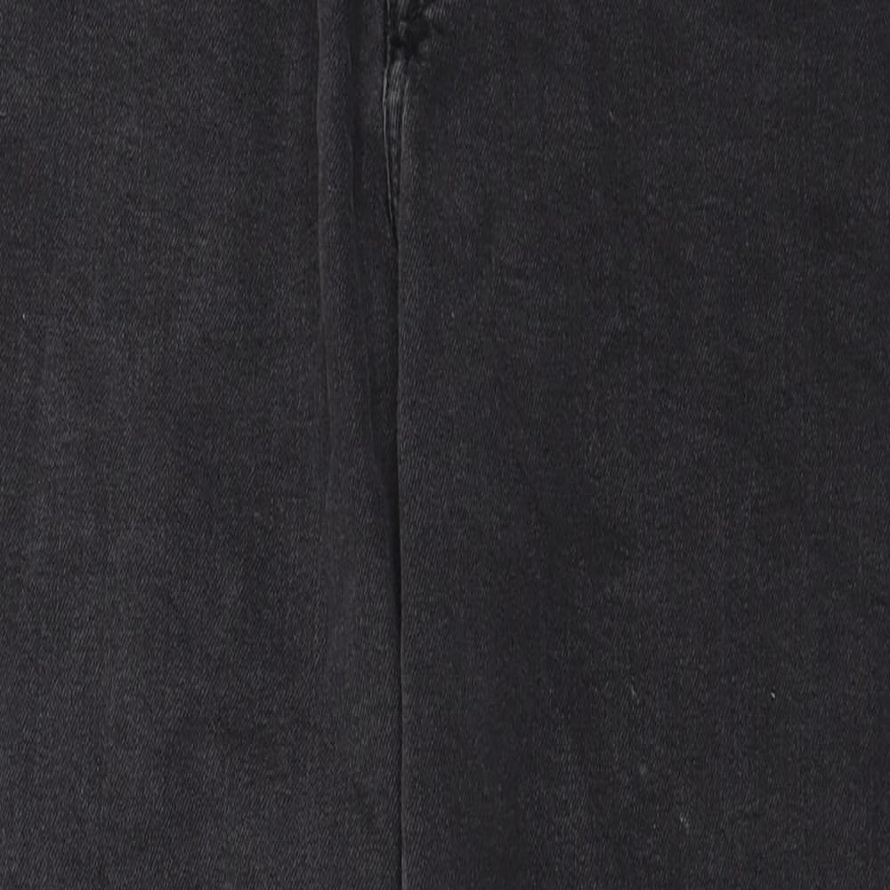 H&M Womens Black Cotton Mom Jeans Size 12 L28 in Regular Button