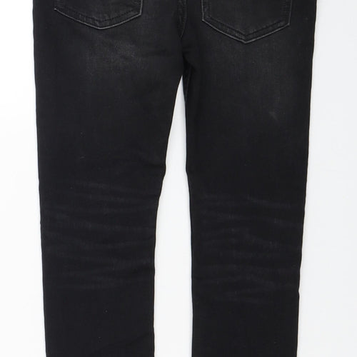 H&M Boys Black Cotton Skinny Jeans Size 8-9 Years Regular Zip