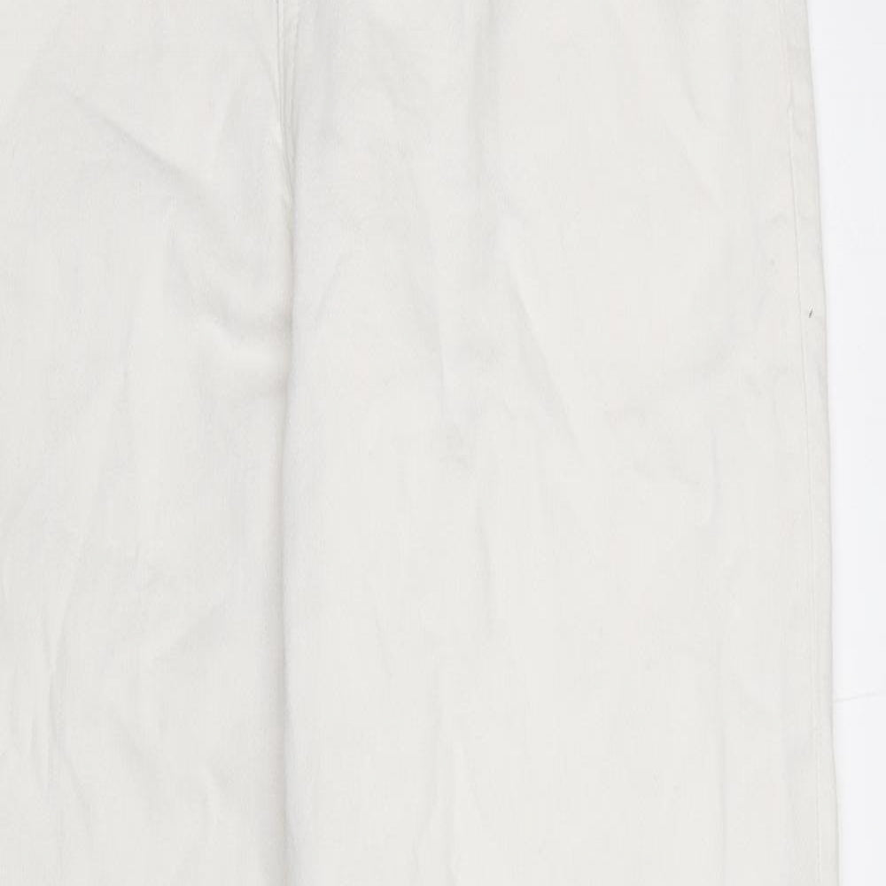 H&M Womens White Cotton Bootcut Jeans Size 12 L31 in Regular Zip